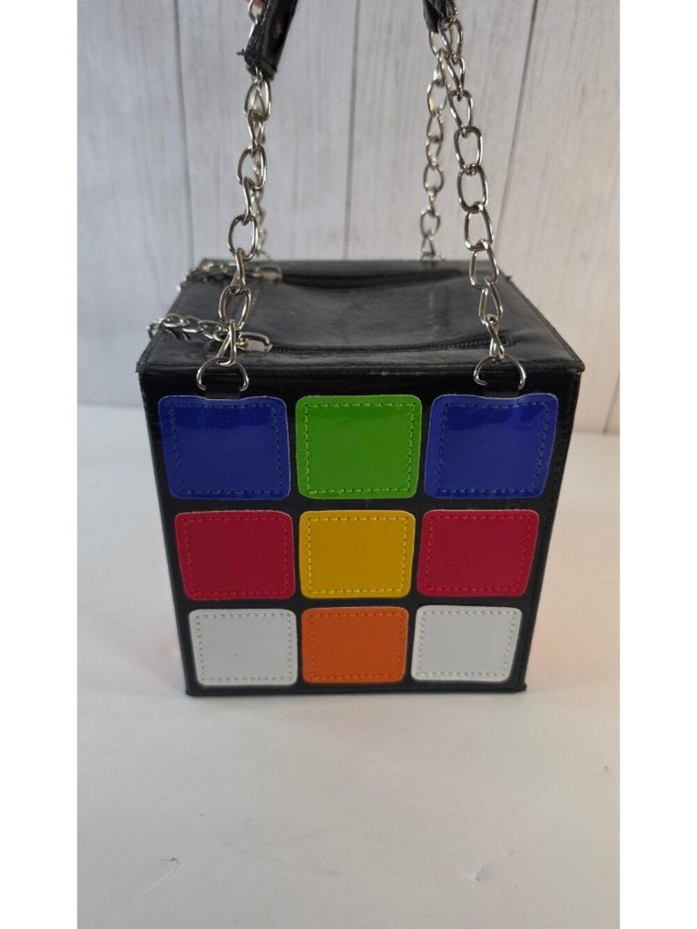 VINTAGE 80S STYLE RUBIKS CUBE PURSE NOVELTY RETRO GAME GEOMETRIC HANDBAG CLUTCH